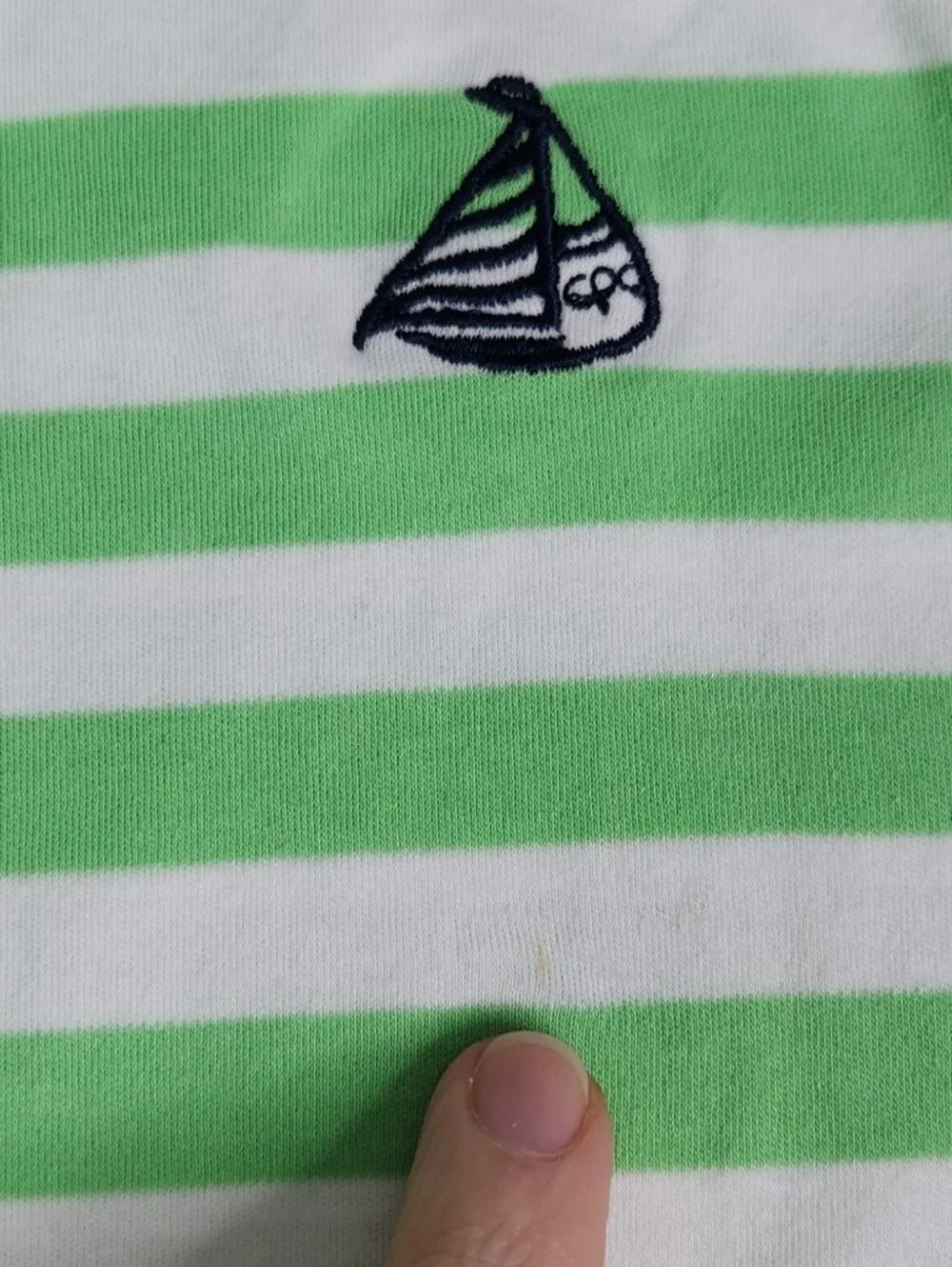 CPC Striped Polo Shirt in Light Green & White - Kids